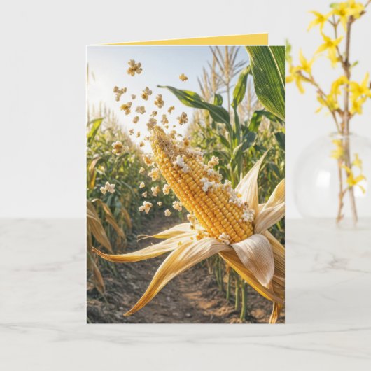 Carte Popcorn Popcorn sur une plaque de maïs (Fleur jaune)