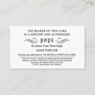 Carte Pope Erisian Discordian POEE