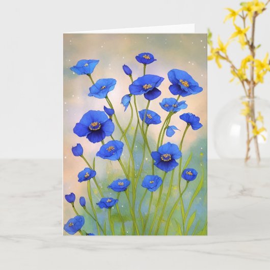 Carte Poppies bleues (Fleur jaune)