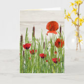 Carte Poppies et Cattails Anniversaire (Fleur jaune)
