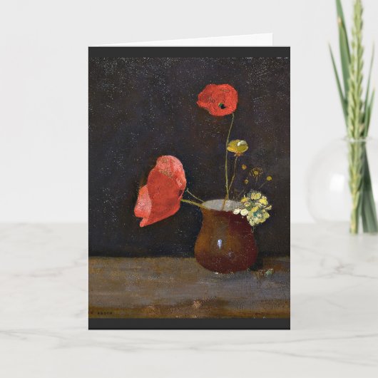Carte Poppies, peinture florale d'Odilon Redon (Devant)