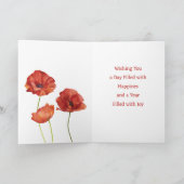 Carte Poppies rouges Août Anniversaire Mois de naissance (Intérieur)