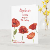 Carte Poppies rouges Août Anniversaire Mois de naissance (Fleur jaune)