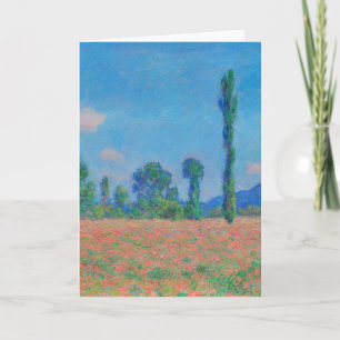 Carte Poppies rouges Ciel bleu par Monet - Champ de pavo
