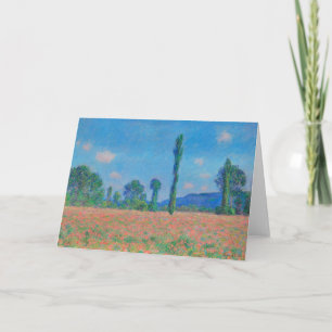 Carte Poppies rouges Ciel bleu par Monet - Champ de pavo
