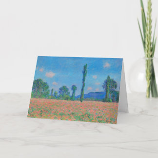 Carte Poppies rouges Ciel bleu par Monet - Champ de pavo