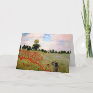 Carte Poppies rouges par Monet - Poppy Field Parasol Fem