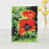 Carte Poppies watercolor art greeting card (Fleur jaune)