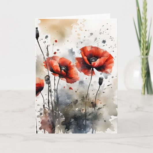 Carte Poppies - Watercolor flowers (Devant)