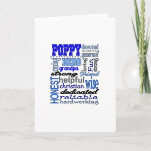 Carte Poppy grand-pa Fête des pères Papa Pawpaw