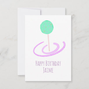 Carte Pops de gâteau à l'aquarelle Paillettes Anniversai