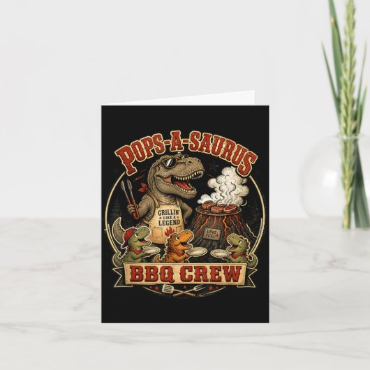 Carte Pops un saurus équipe BBQ drôle de dinosaure papa (Devant)