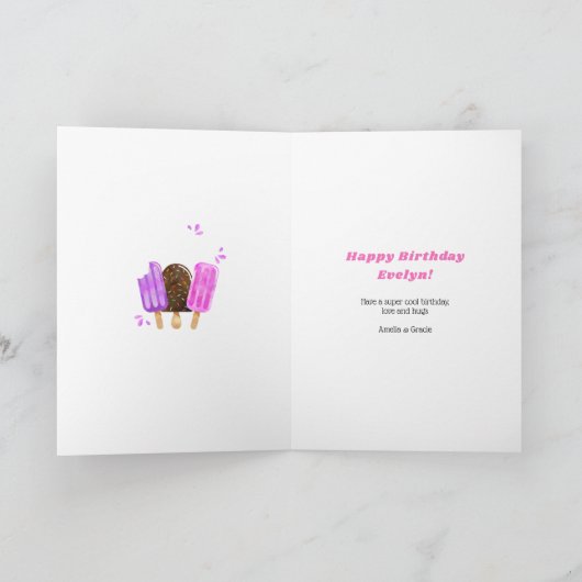 Carte Popsicle Custom Age Girl Super Cool Anniversaire (Intérieur)