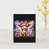 Carte Popsicle de feu d'artifice de vache du 4 juillet É (Fleur jaune)
