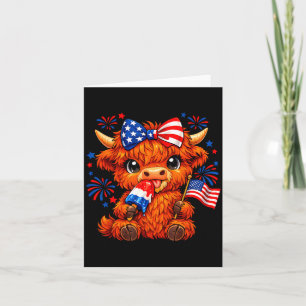 Carte Popsicle de vache Highland découpée patriotique du