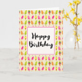 Carte Popsicles et anniversaire de motif d'été de crème (Fleur jaune)