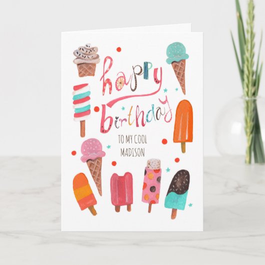 Carte Popsicles & glaces Anniversaire Salutation (Devant)