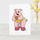 Carte Porc à la forme avec élastique (Fleur jaune)