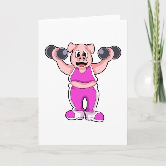 Carte Porc à la musculation avec haltères (Devant)