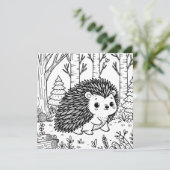 Carte Porcupine mignonne dans les bois | Page Couleur (Debout devant)