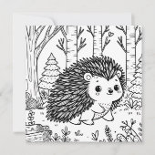 Carte Porcupine mignonne dans les bois | Page Couleur (Devant)