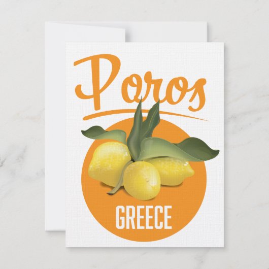 Carte Poros Grèce affiche de voyage Art Print (Dos)