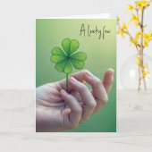 Carte Porte à quatre feuilles de trèfle d'anniversaire (Fleur jaune)