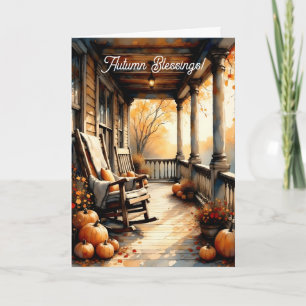 Carte Porte de campagne en aquarelle d'automne