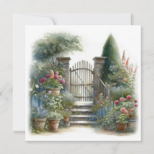 Carte Porte de jardin de campagne de style aquarelle Bon