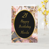 Carte Porte de marbre rose, gris et or (Fleur jaune)