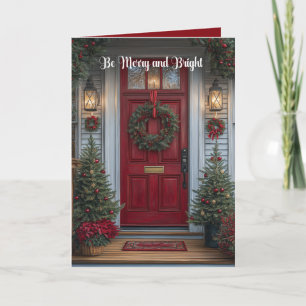 Carte Porte de vacances rouge Photo Soyez joyeux et lumi