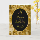 Carte Porte en marbre d'or 21e anniversaire (Fleur jaune)