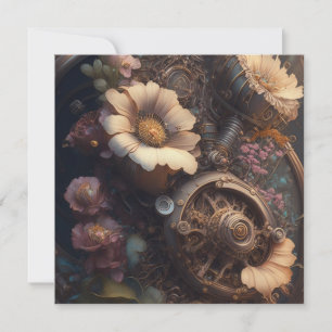 Carte Porte Steampunk avec fleurs blanches