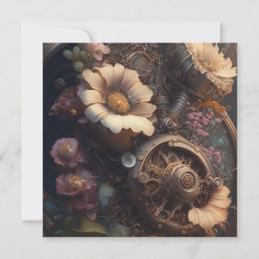 Carte Porte Steampunk avec fleurs blanches (Devant)