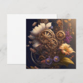 Carte Porte Steampunk avec fleurs violettes (Devant / Derrière)