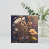 Carte Porte Steampunk avec fleurs violettes (Debout devant)
