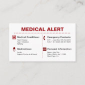 Carte Portefeuille d'alerte Médicale | Information (Devant)