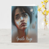 Carte Portes douces | Triste visage, soutien à un ami (Fleur jaune)