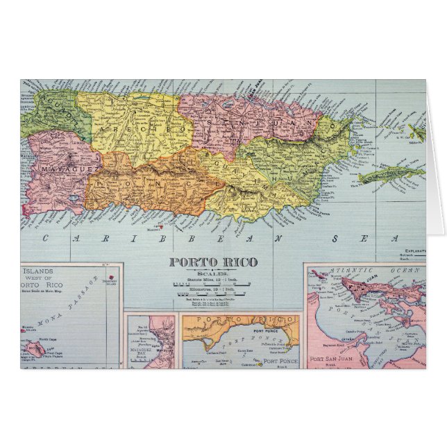 CARTE : PORTO RICO, 1900 (Devant horizontal)