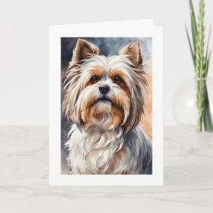 Carte Portrait à l'aquarelle Pose Douce Shih Tzu Vierge