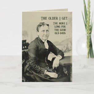 Carte Portrait amusant de la vieille femme pour les aîné