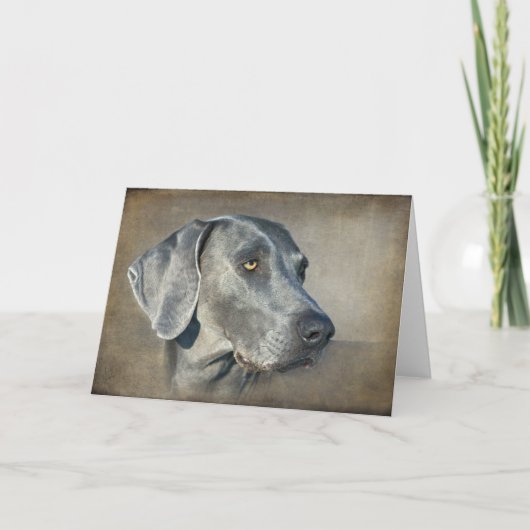 Carte Portrait argenté bleu Weimaraner (Devant)