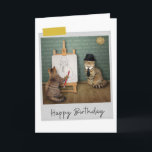 Carte Portrait Art Cats Funny Birthday Card<br><div class="desc">Brighten up any cat lover's birthday with this whimsical and fun feline design!</div>