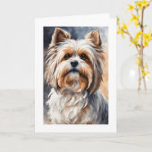 Carte Portrait au lavis de Shih Tzu doux Pose Vierge (Fleur jaune)