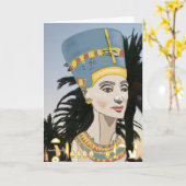 Carte Portrait coloré néfertiti et palmiers (Fleur jaune)