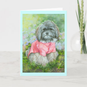 Carte Portrait d'art rose havanais