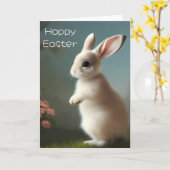 Carte Portrait de bébé lapin mignon de Pâques  (Fleur jaune)