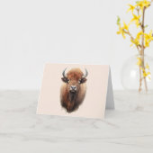 Carte Portrait de bison aquarelle (Fleur jaune)