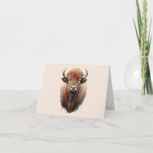 Carte Portrait de bison aquarelle (Devant)