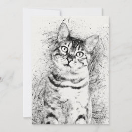 Carte Portrait de chat Média mixte sur Cardstock 5" x 7"